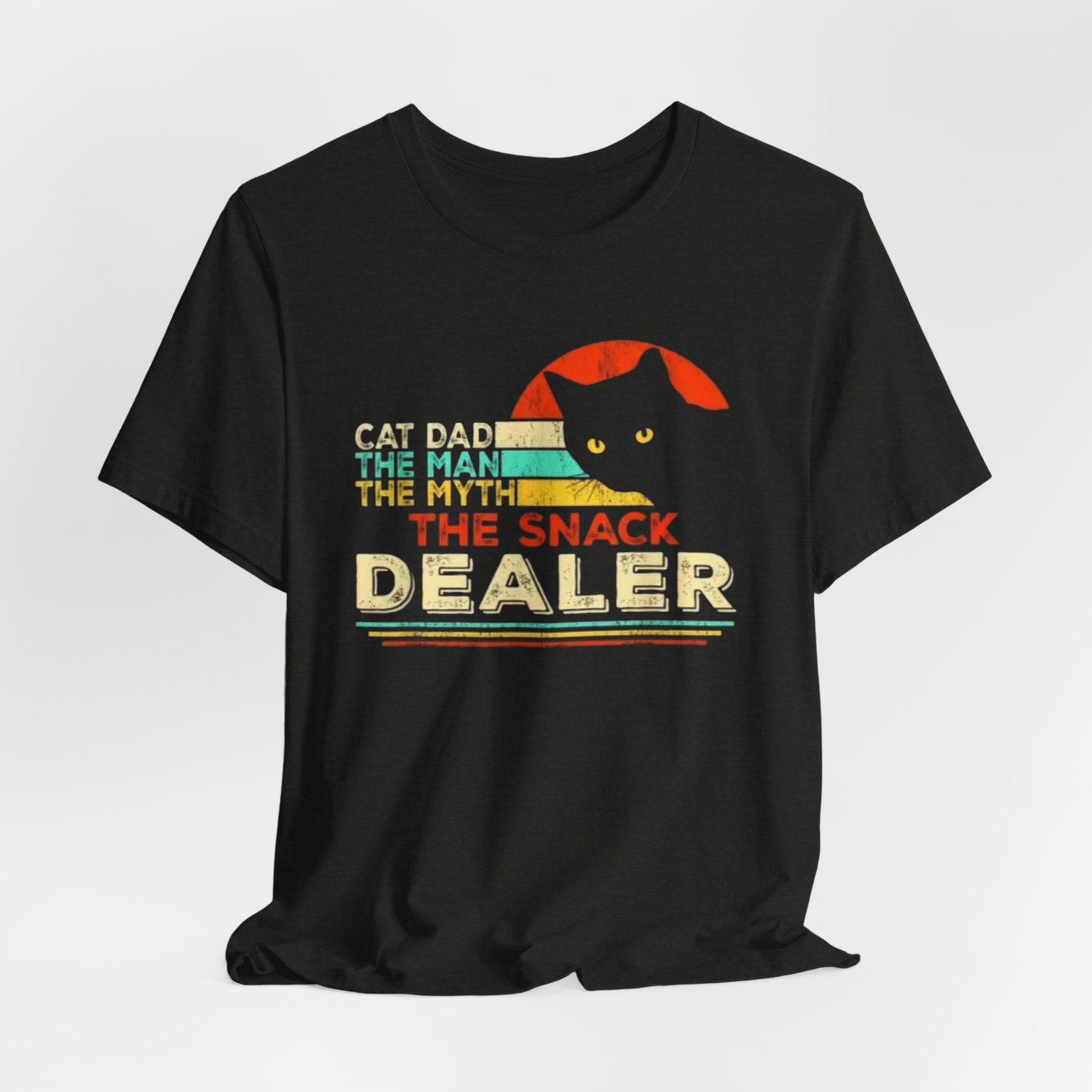 Cat Dad The Snack Dealer T-Shirt | Retro Cat Graphic - Image 8