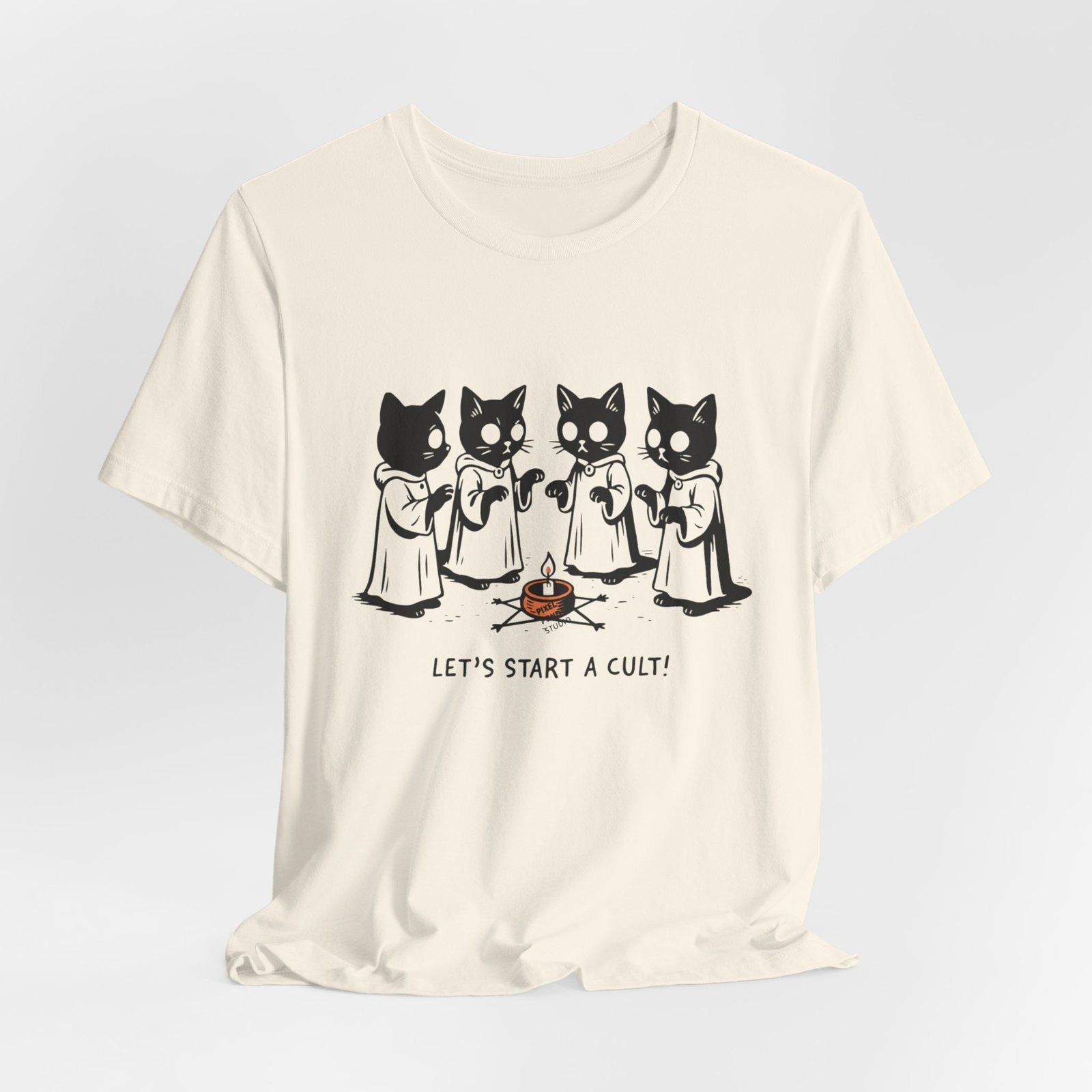 Cat Choir Lets Start a Cult Tee , Cat Ritual Graphic Shirt - Image 12