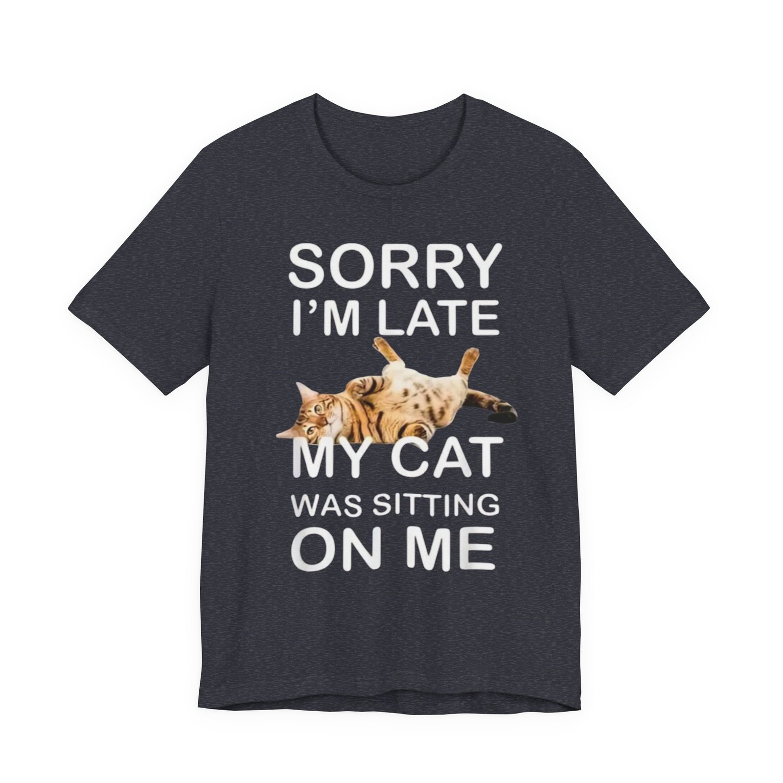 Sorry I'm Late My Cat Was Sitting On Me T-Shirt | Funny Cat Tee - Image 25