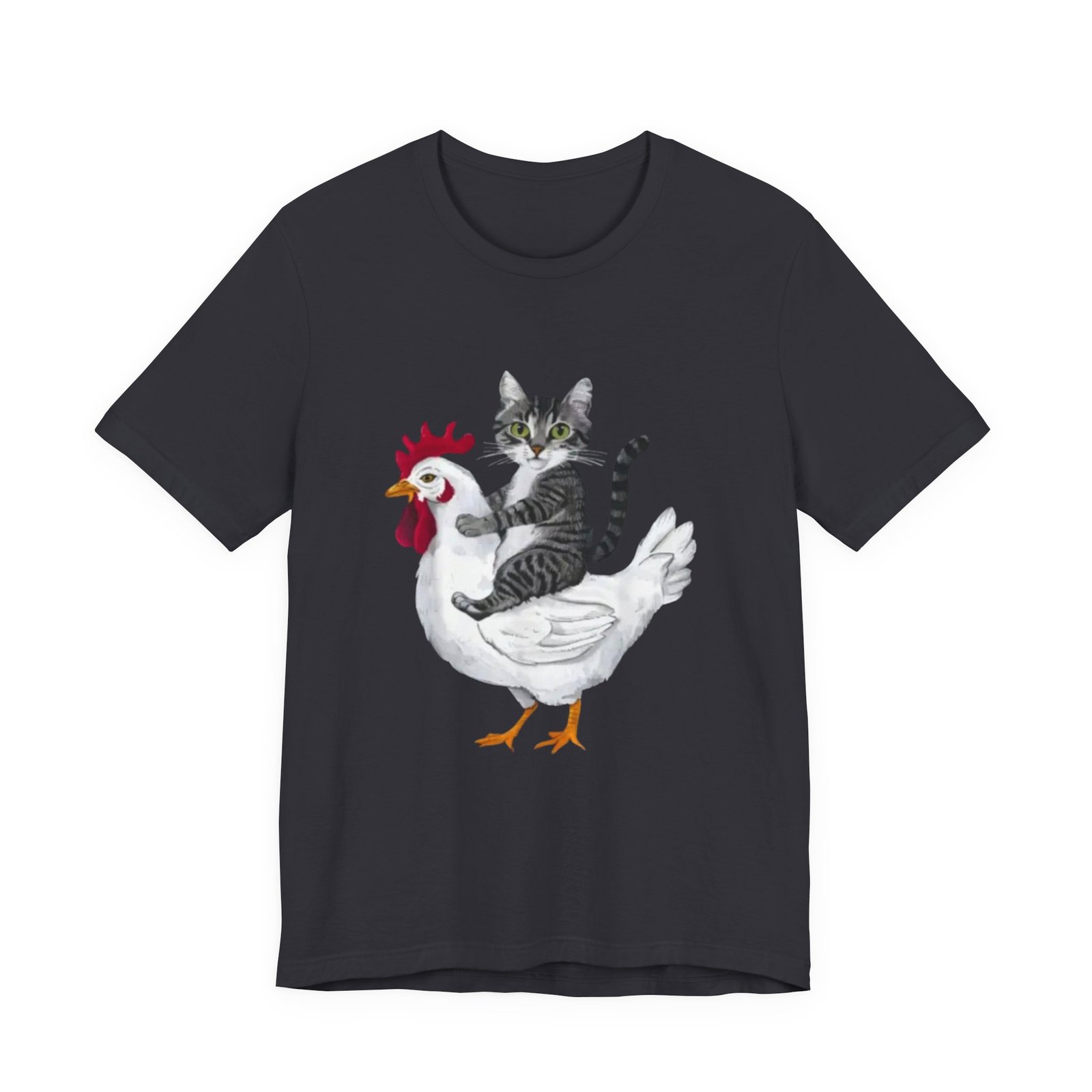Cat Riding Chicken T-Shirt | Cute Animal Illustration Tee - Image 17