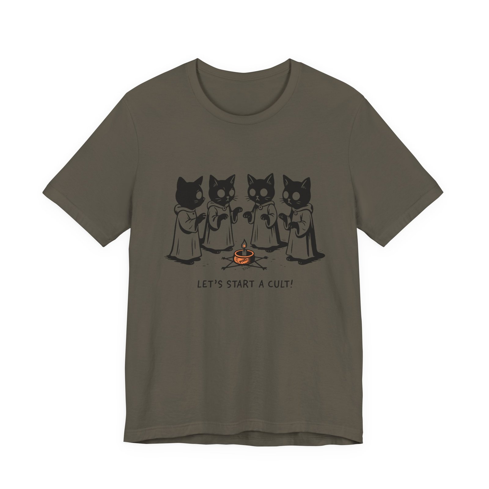 Cat Choir Lets Start a Cult Tee , Cat Ritual Graphic Shirt - Image 13