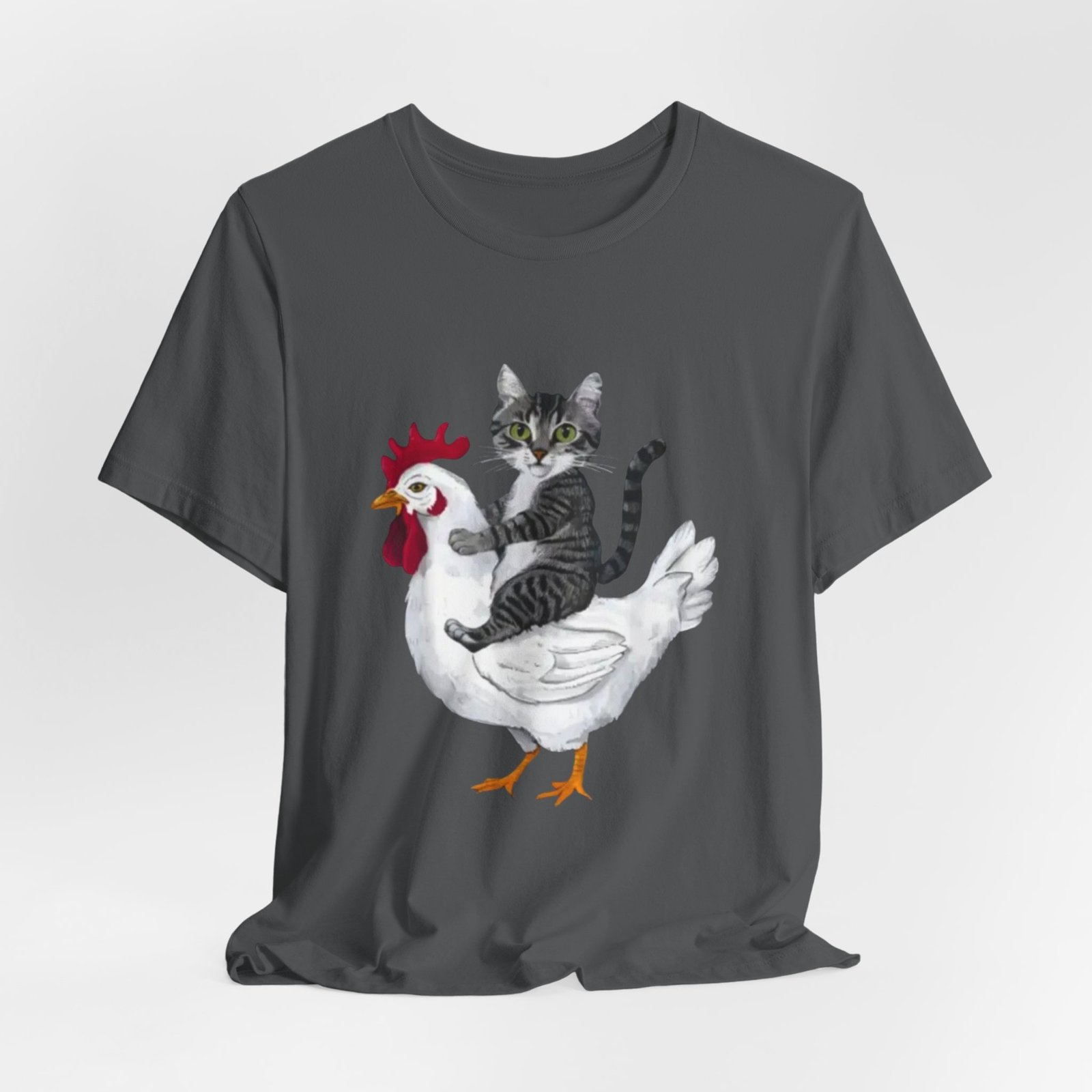 Cat Riding Chicken T-Shirt | Cute Animal Illustration Tee - Image 28