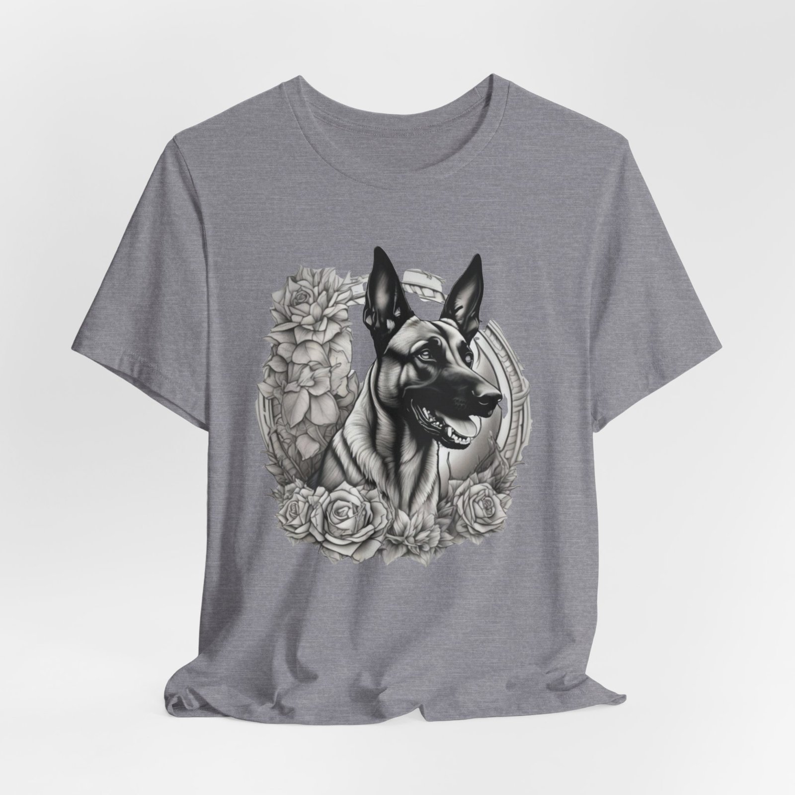 Belgian Malinois Floral Portrait T-Shirt - Image 36