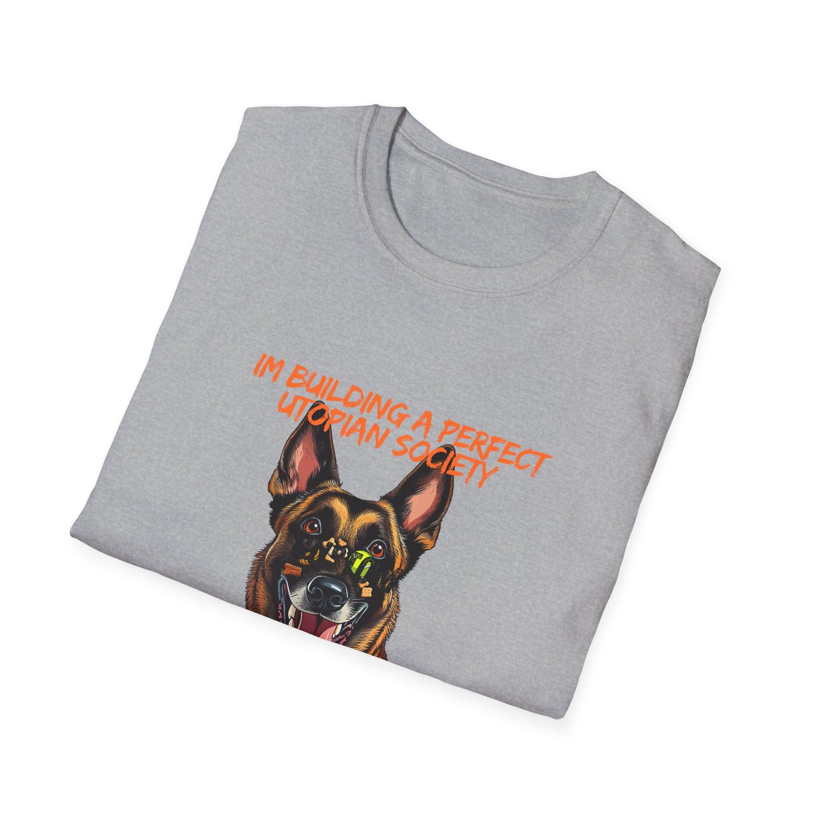Belgian Malinois Illustration T-Shirt | "I'm Building a Perfect Utopian Society in My Head" - Image 12