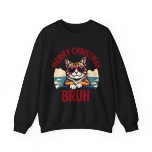 Christmas Cat Sweatshirt, Funny Holiday Jumper, Xmas Gift, Cool Cat Pullover, Festive Sweatshirt, Winter Apparel