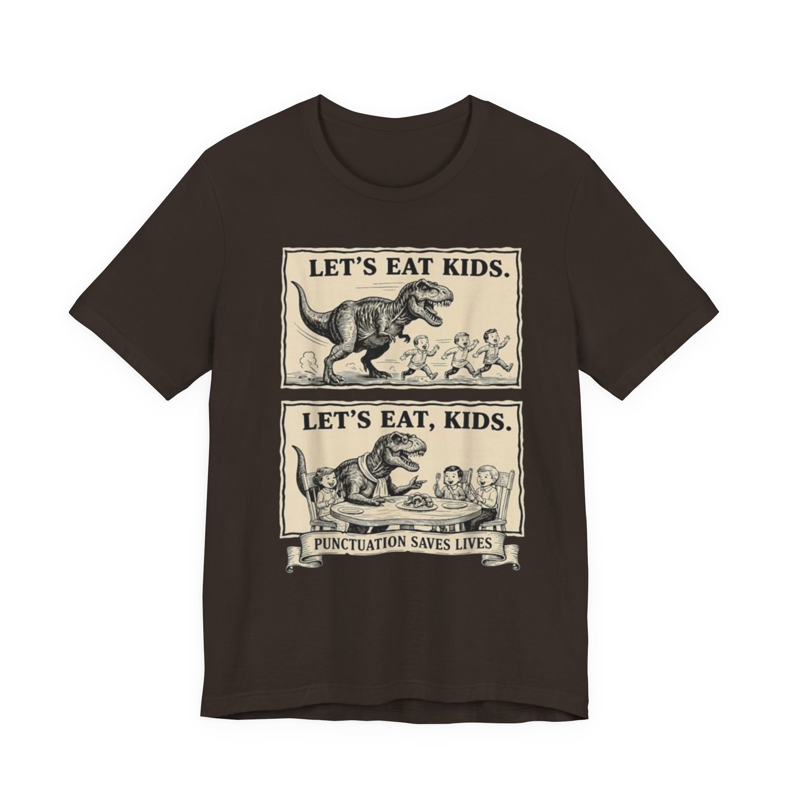 Punctuation Saves Lives comic panel Tee | Let's eat kids, Let's eat, kids design, English Teacher shirt - Image 9