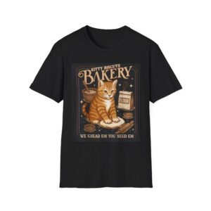 Kitty Biscuits Bakery Cat kneading dough T-Shirt | Vintage bakery cat design