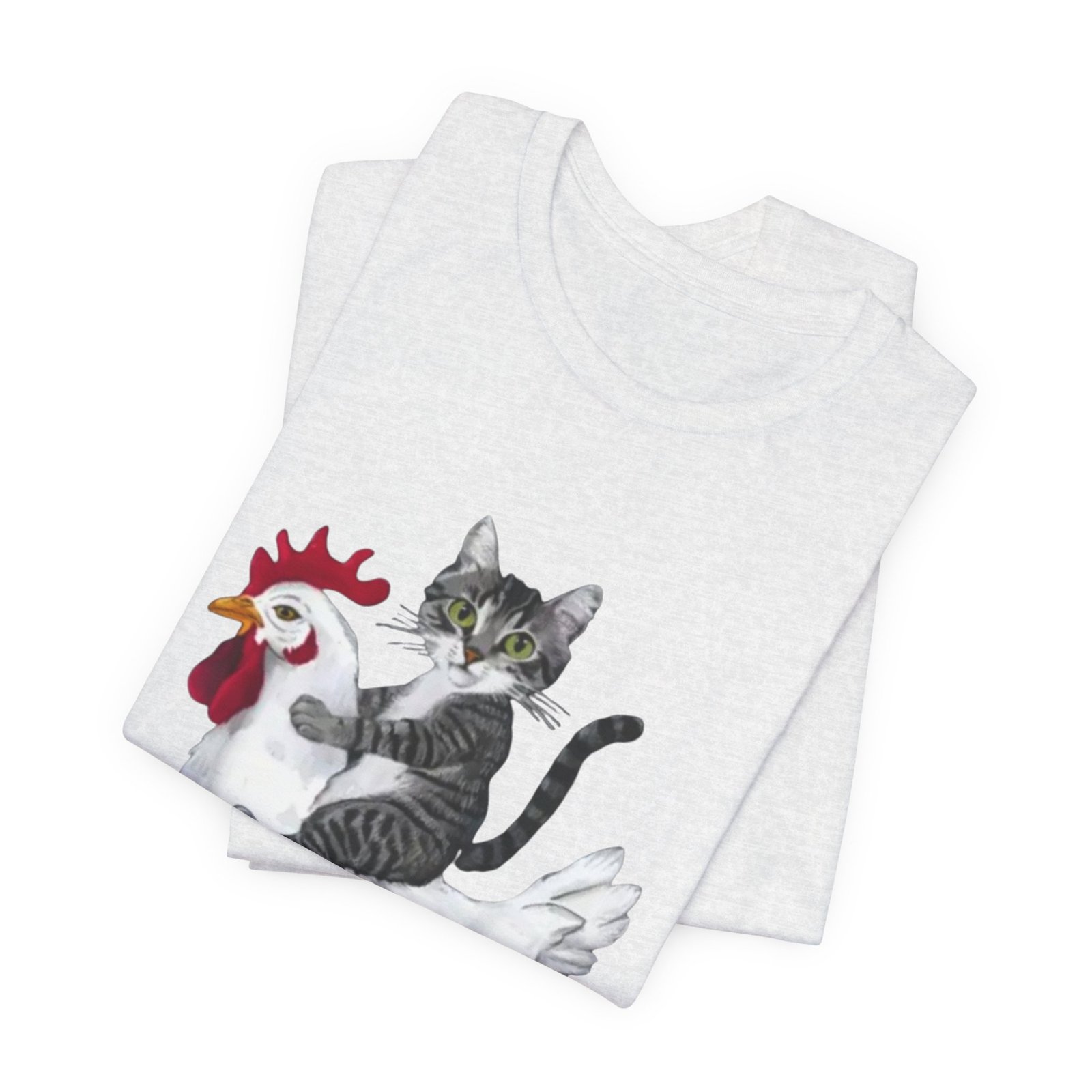 Cat Riding Chicken T-Shirt | Cute Animal Illustration Tee - Image 11