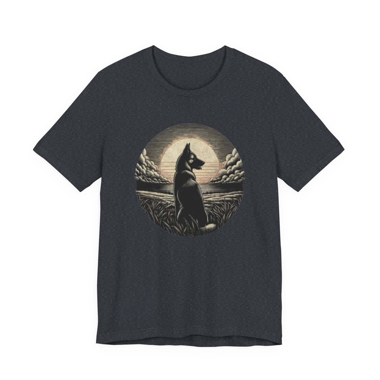 Belgian malinios silhouette sunset circle Tee | Nature, Moonlit Landscape - Image 21