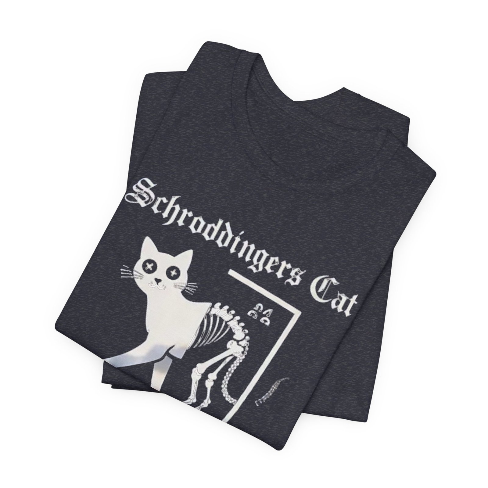 Schrodingers Cat skeleton illustration T-Shirt | Dead & Alive cat science tee - Image 19