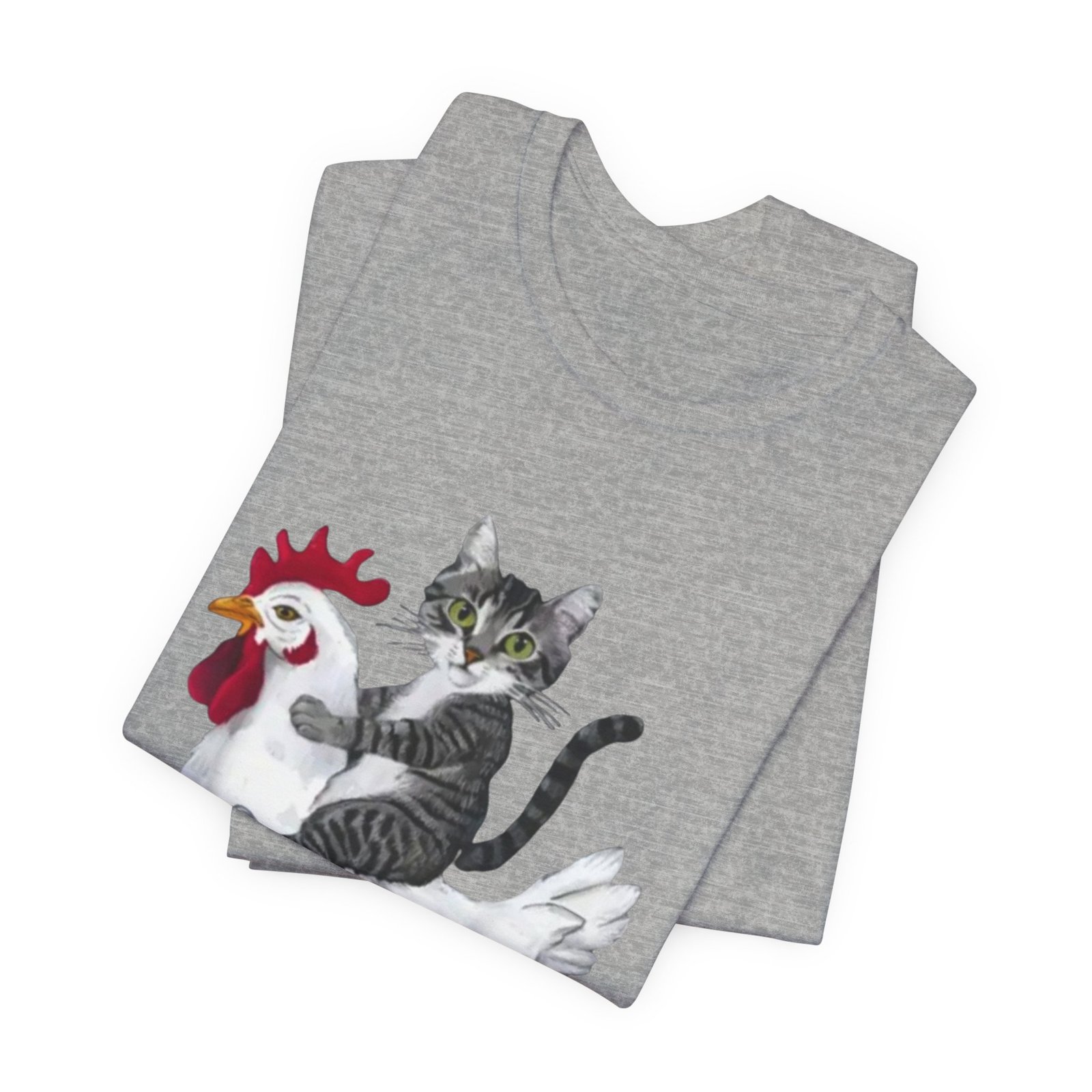 Cat Riding Chicken T-Shirt | Cute Animal Illustration Tee - Image 23
