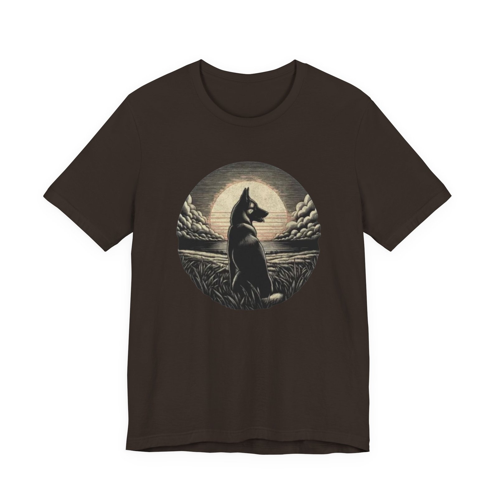 Belgian malinios silhouette sunset circle Tee | Nature, Moonlit Landscape - Image 2