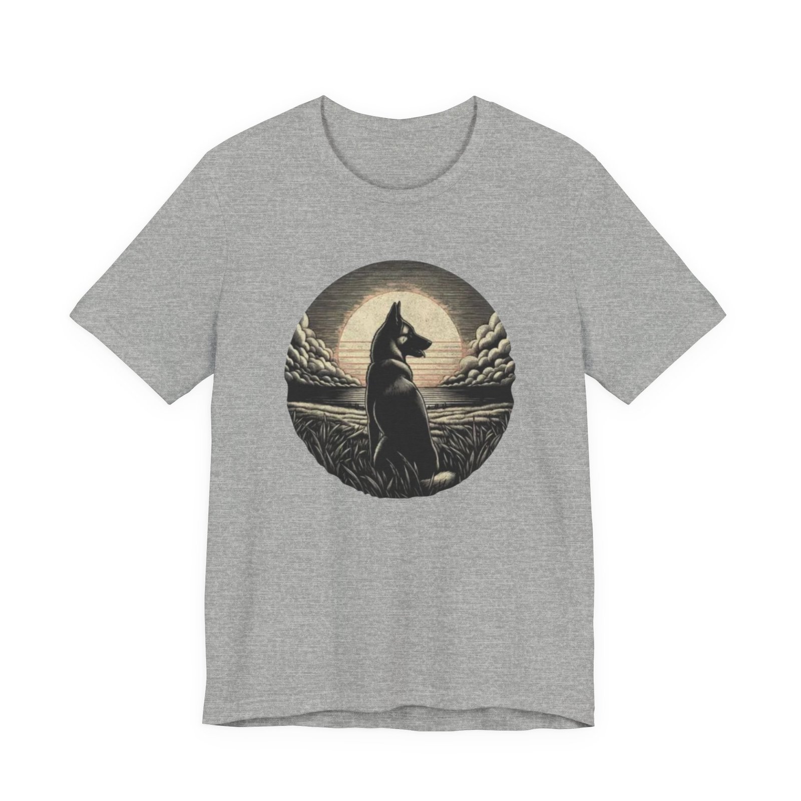 Belgian malinios silhouette sunset circle Tee | Nature, Moonlit Landscape - Image 13