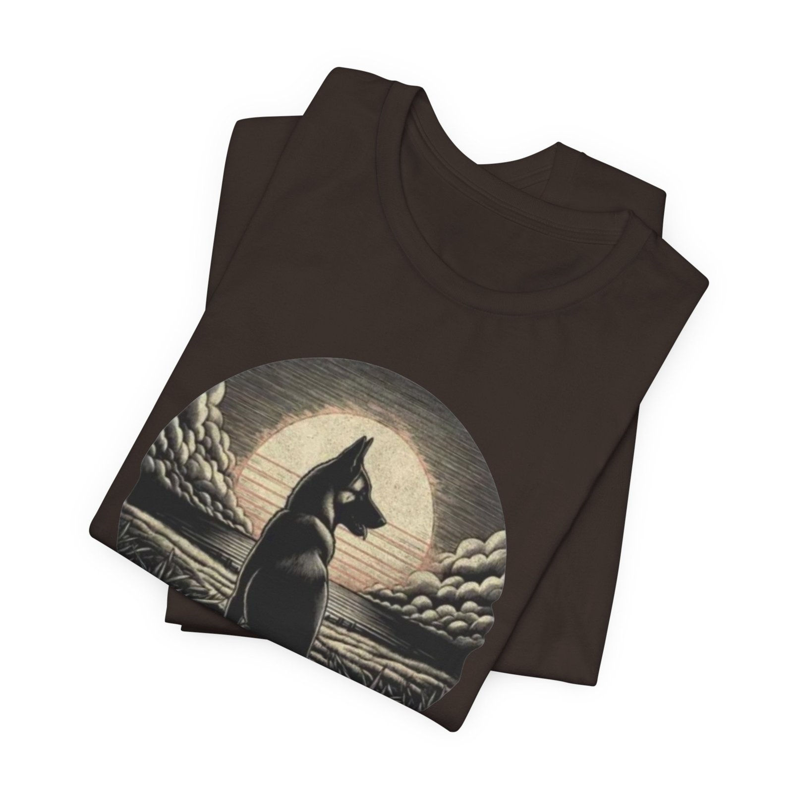 Belgian malinios silhouette sunset circle Tee | Nature, Moonlit Landscape - Image 4