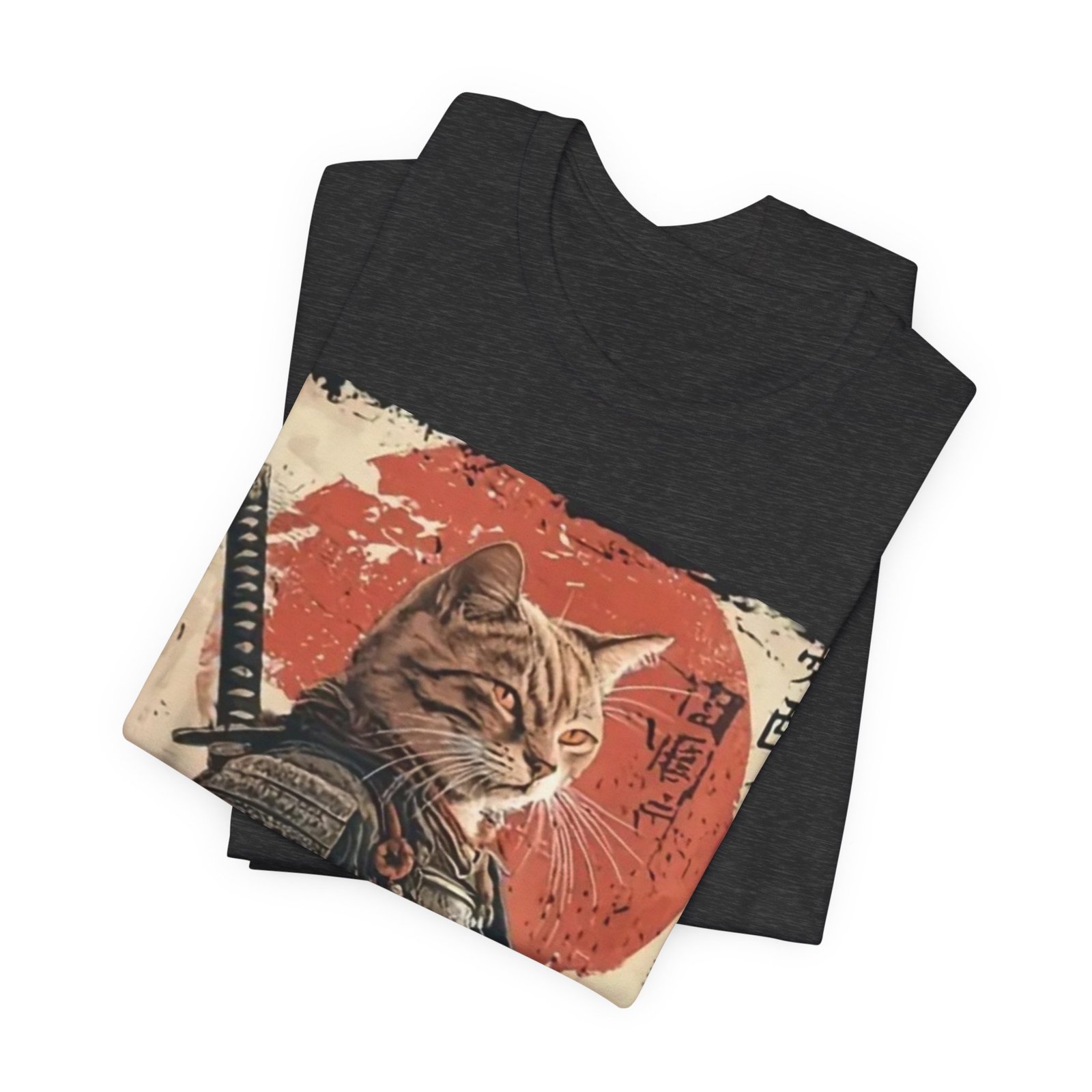 Samurai Cat illustration Tee | Kitty Warrior, Japanese Sun, Swords - Image 19
