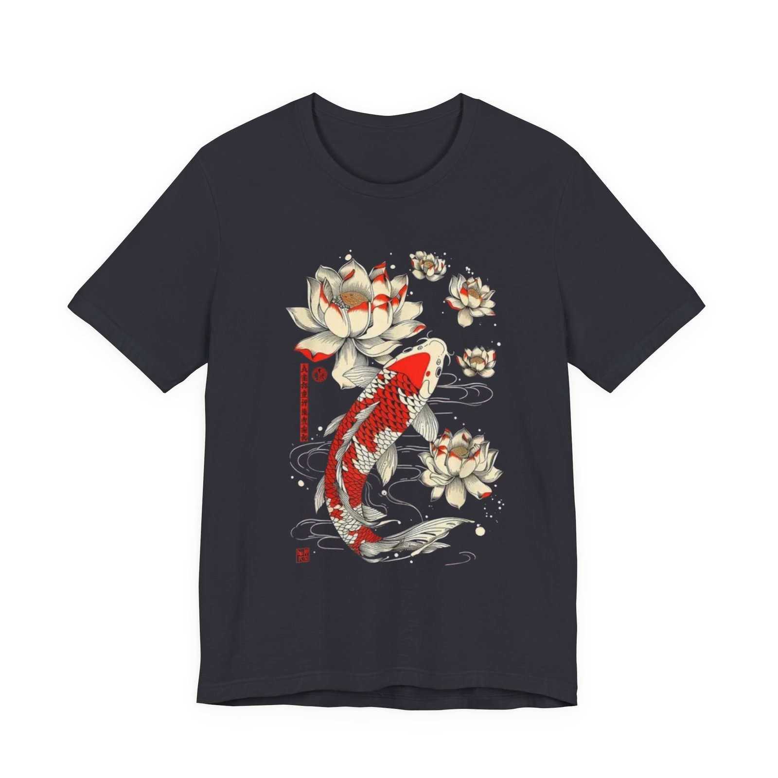 Koi Fish & Lotus Tee - Casual Unisex Jersey Shirt, Gift for Nature Lovers, Zen Decor, Birthday or Relaxation Wear - Image 9