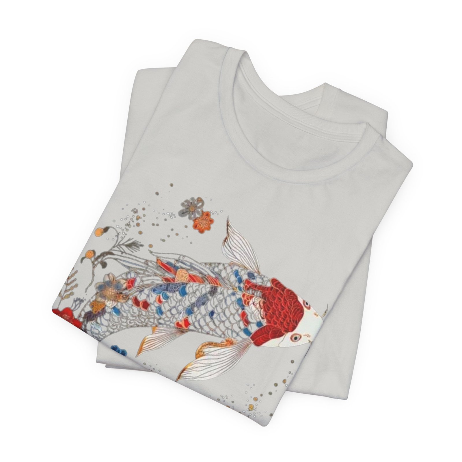 Koi Fish Illustration T-Shirt | Floral Japanese Carp Tee - Image 15