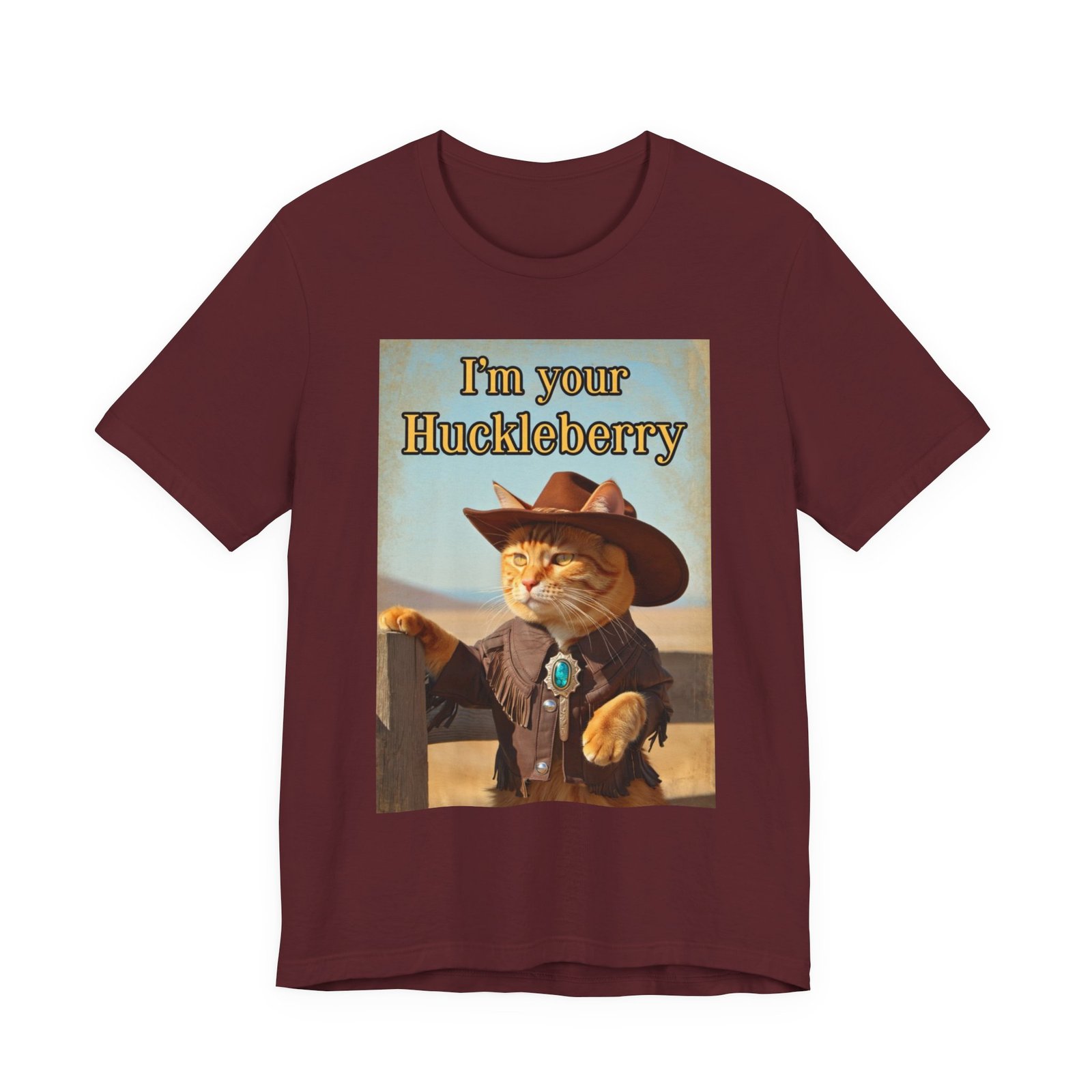 Im Your Huckleberry cat cowboy tee | Western Cat Graphic Tee - Image 29