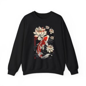 Koi Fish & Lotus Sweatshirt - Cozy Unisex Crewneck for Nature Lovers, Perfect for Casual Wear, Gifts, and Celebrations