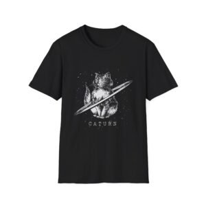 Cat Planetary Orbit Illustration T-Shirt | Minimal Space Art