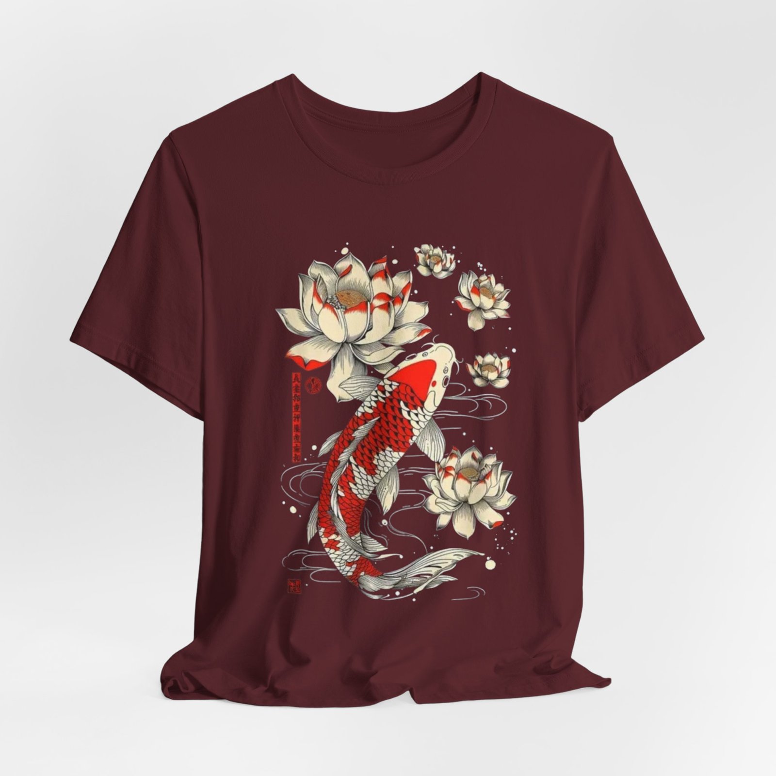Koi Fish & Lotus Tee - Casual Unisex Jersey Shirt, Gift for Nature Lovers, Zen Decor, Birthday or Relaxation Wear - Image 24