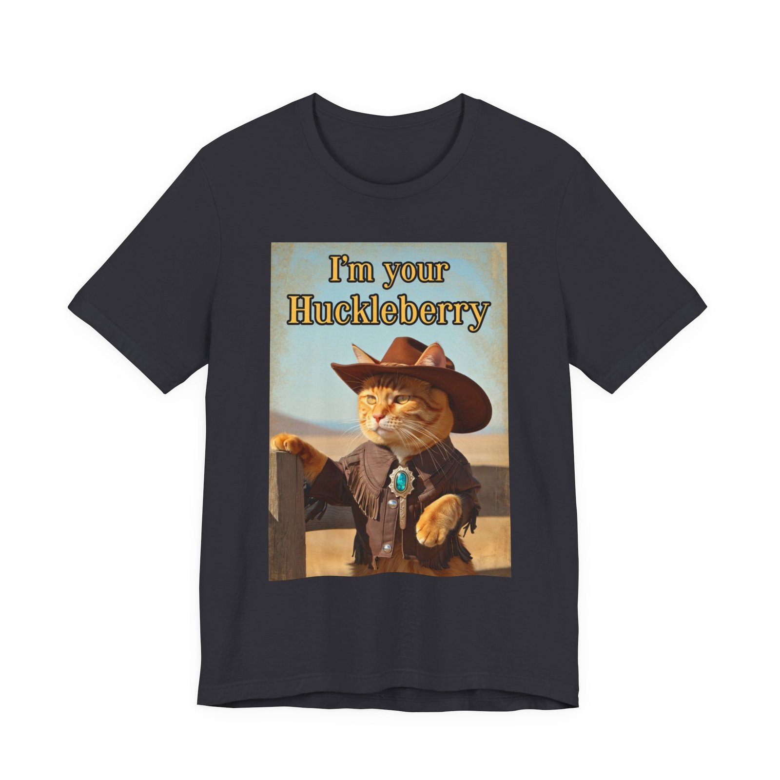 Im Your Huckleberry cat cowboy tee | Western Cat Graphic Tee - Image 17