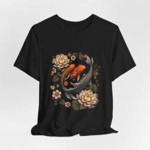 Koi Fish and Peony Floral Tee | Japanese Carp Watercolor Shirt