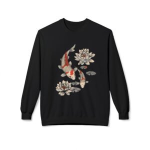Koi Fish Lotus Crewneck Sweatshirt | Japanese Carp Floral Design