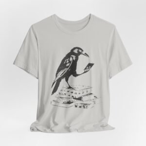Raven Reading Books Tee | crow tee,Bird Library Illustration, Literary Shirt