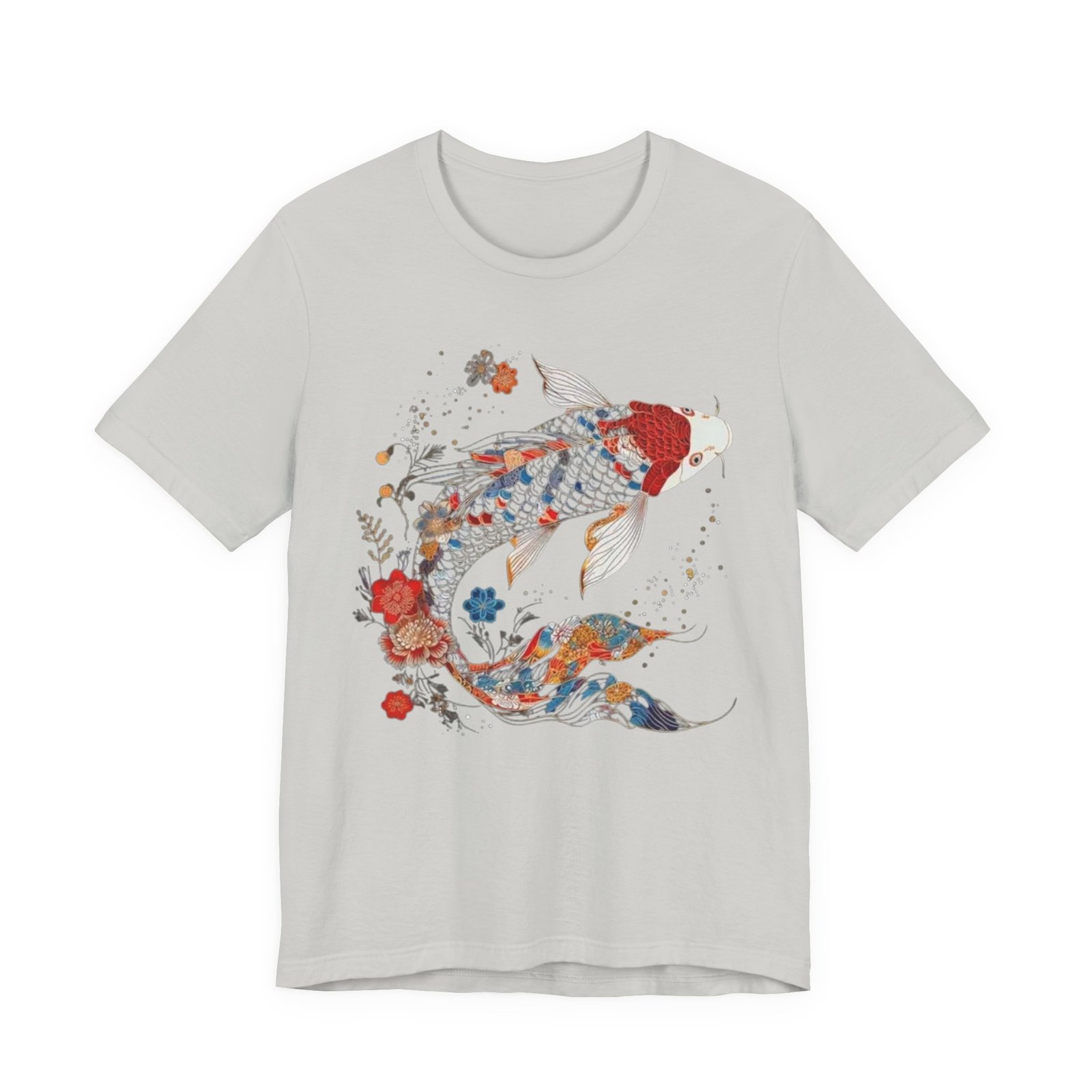 Koi Fish Illustration T-Shirt | Floral Japanese Carp Tee - Image 13