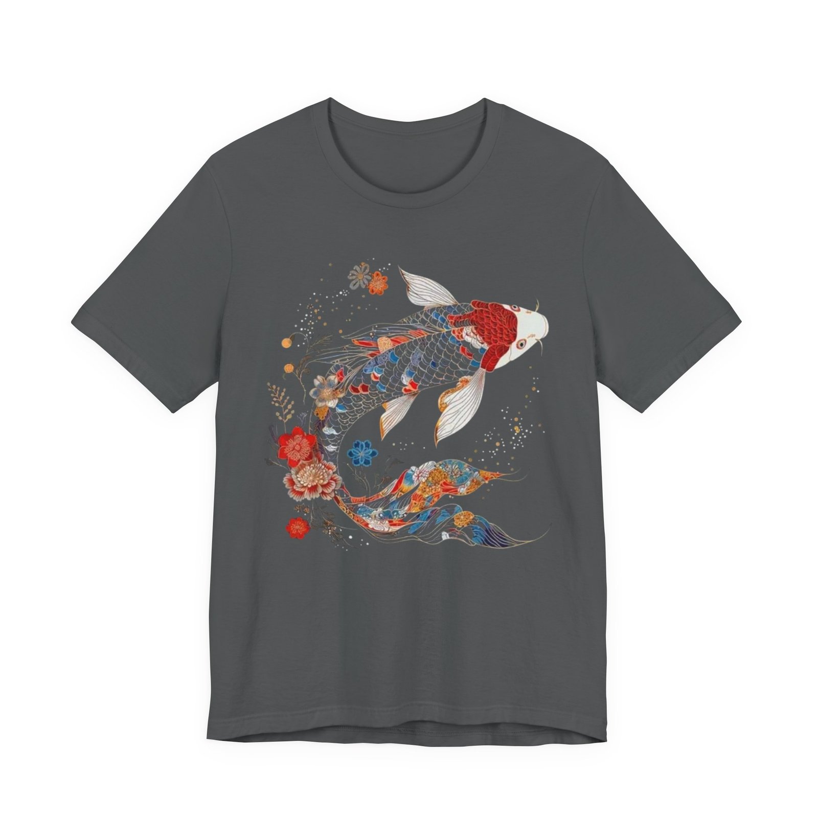 Koi Fish Illustration T-Shirt | Floral Japanese Carp Tee - Image 29