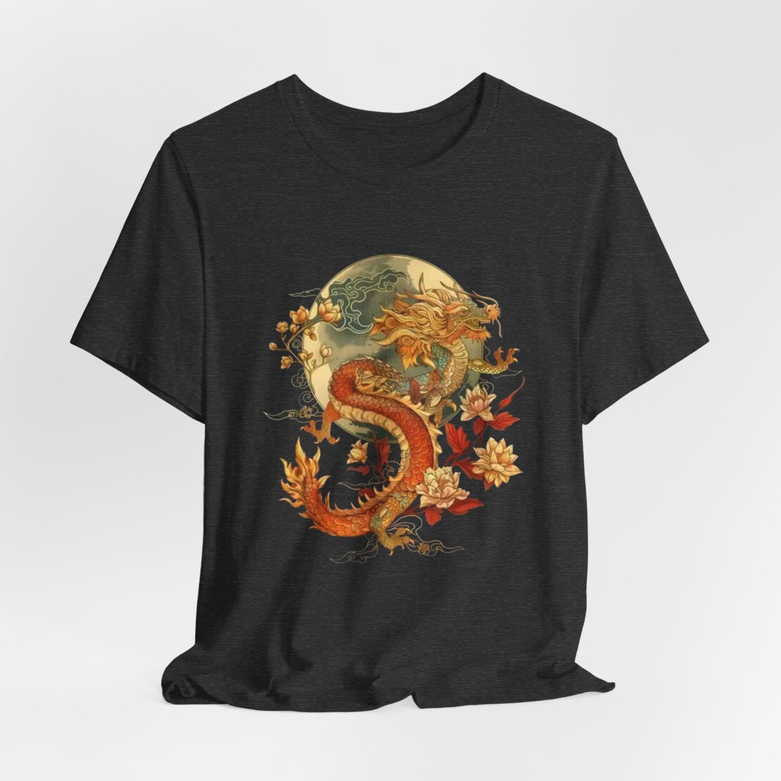 Autumn Koi Dragon T-Shirt | Vintage Floral Moon Illustration - Image 28