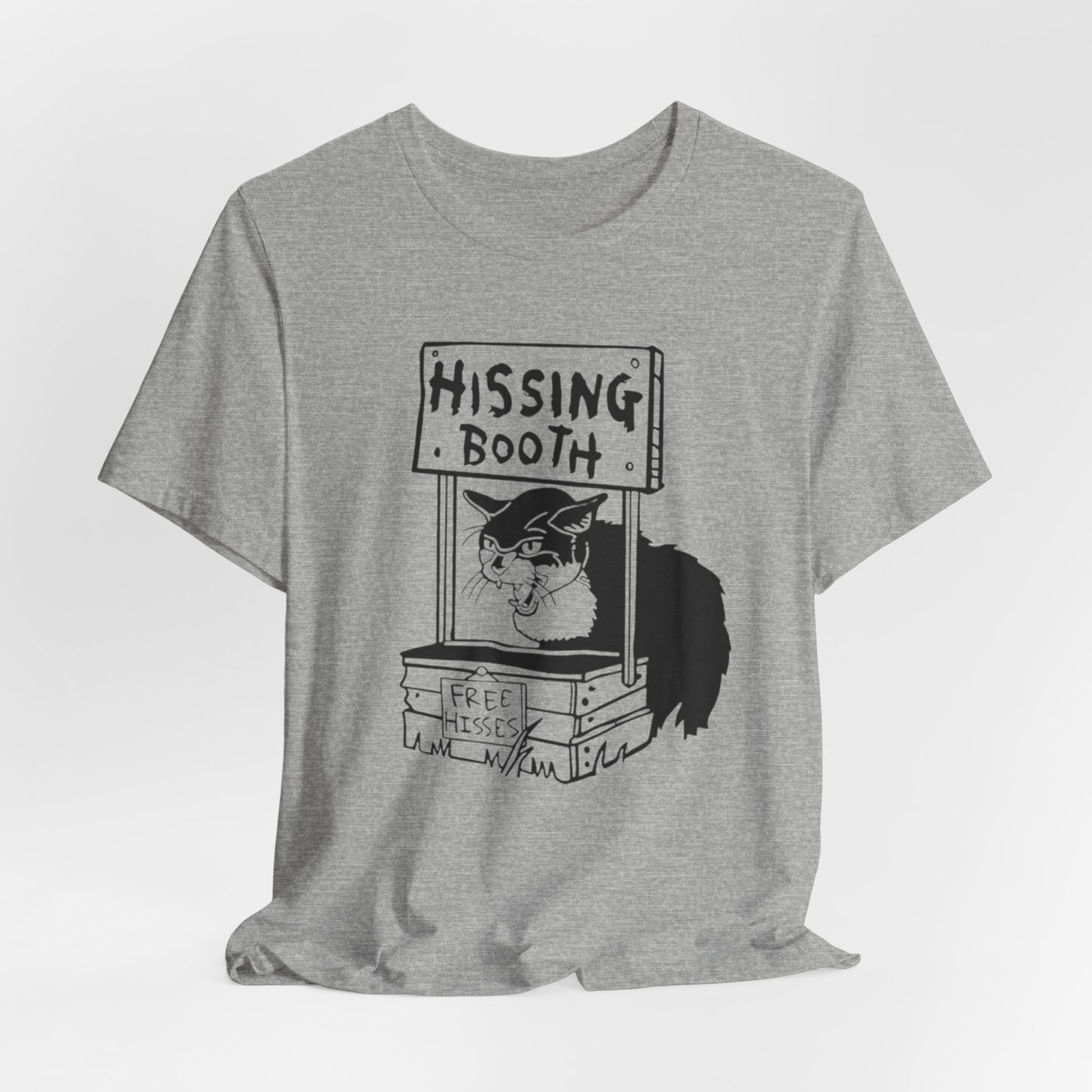 Hissing Booth cat illustration T-Shirt | Funny Cat Shirt, Black & White Sketch - Image 28