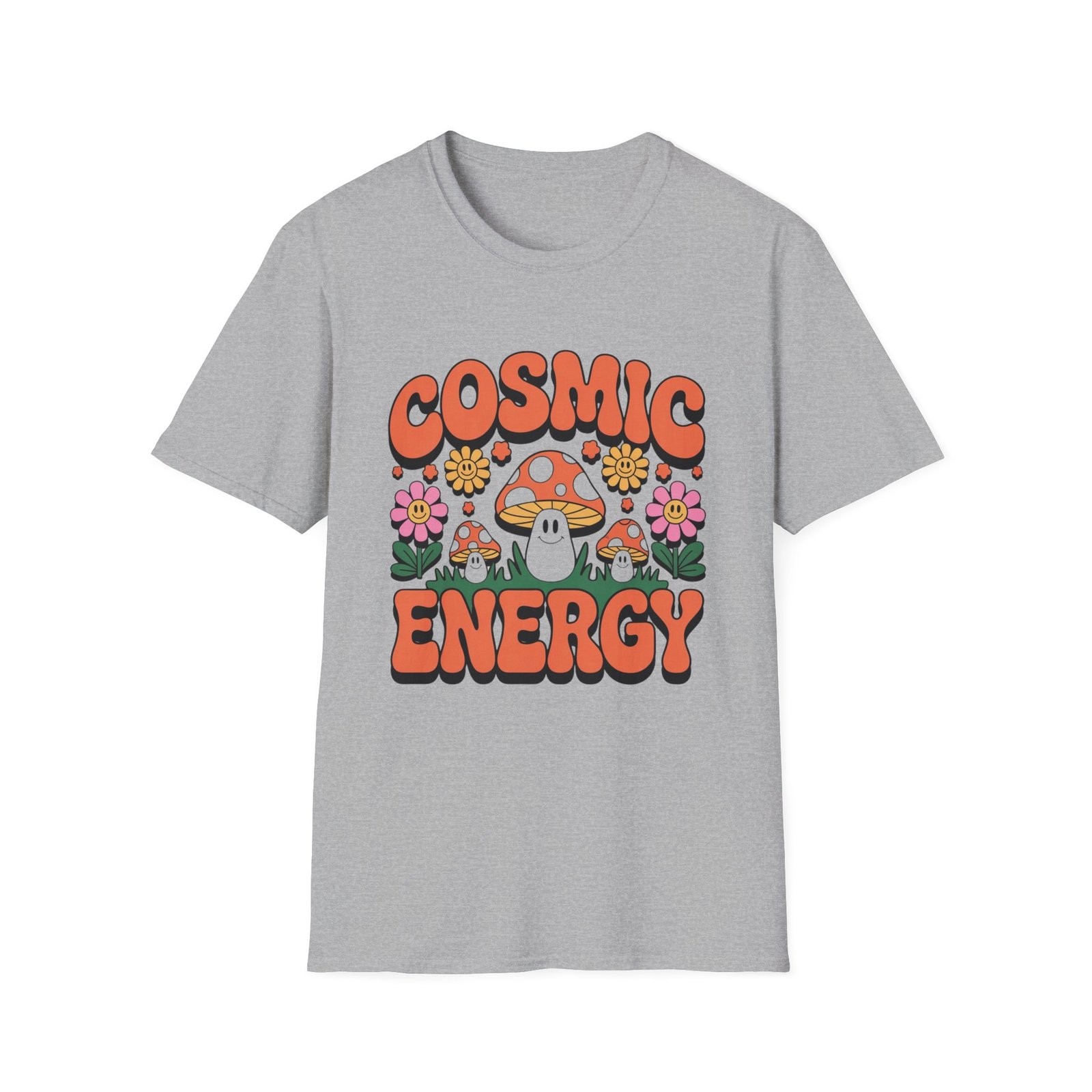 Cosmic Energy mushroom design T-Shirt | retro flowers, groovy psychedelic art - Image 9