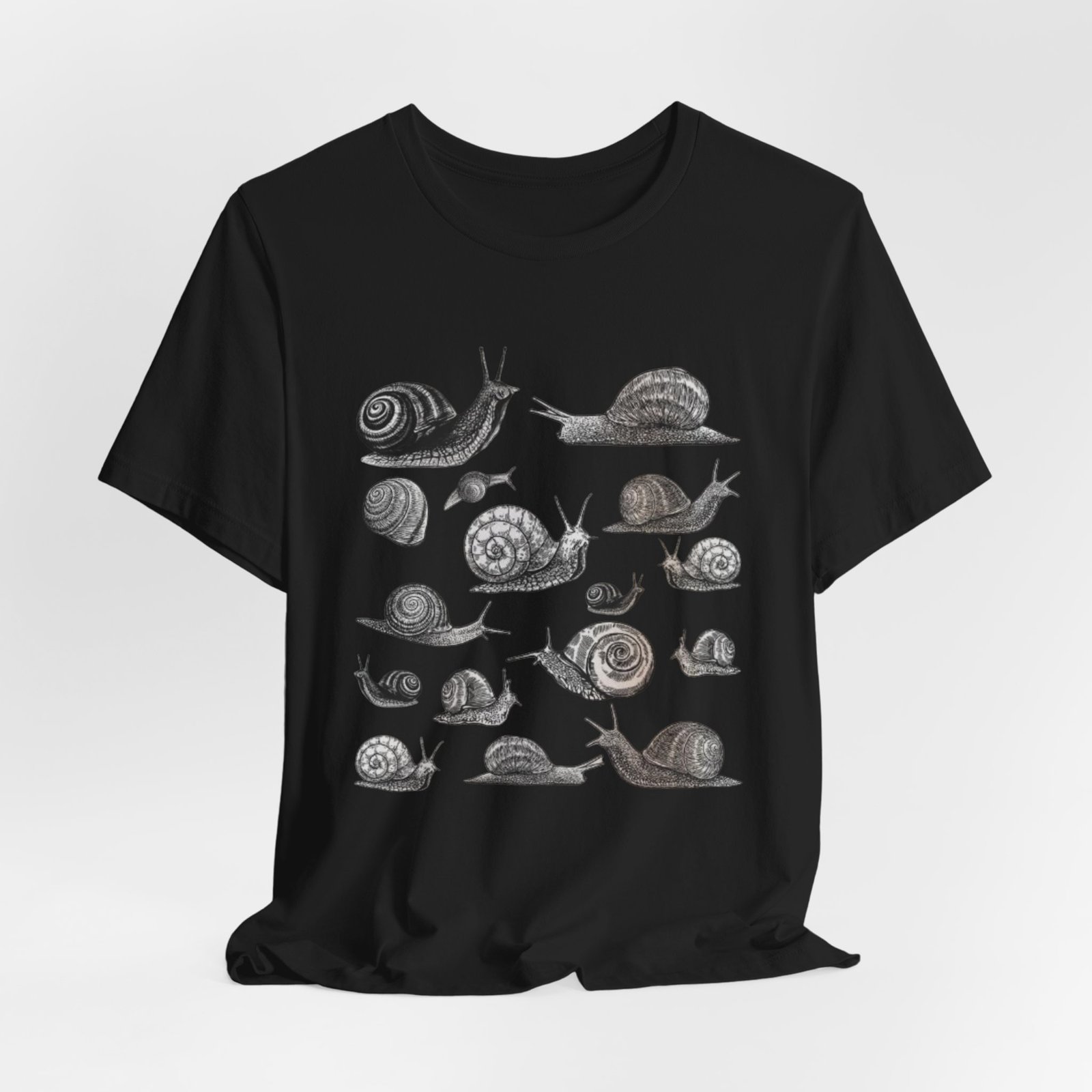 Black and White Snail Illustration Tee | Minimal Snail Art Tee