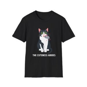 The Cuteness Abides Cat T-Shirt | Tuxedo Cat Illustration