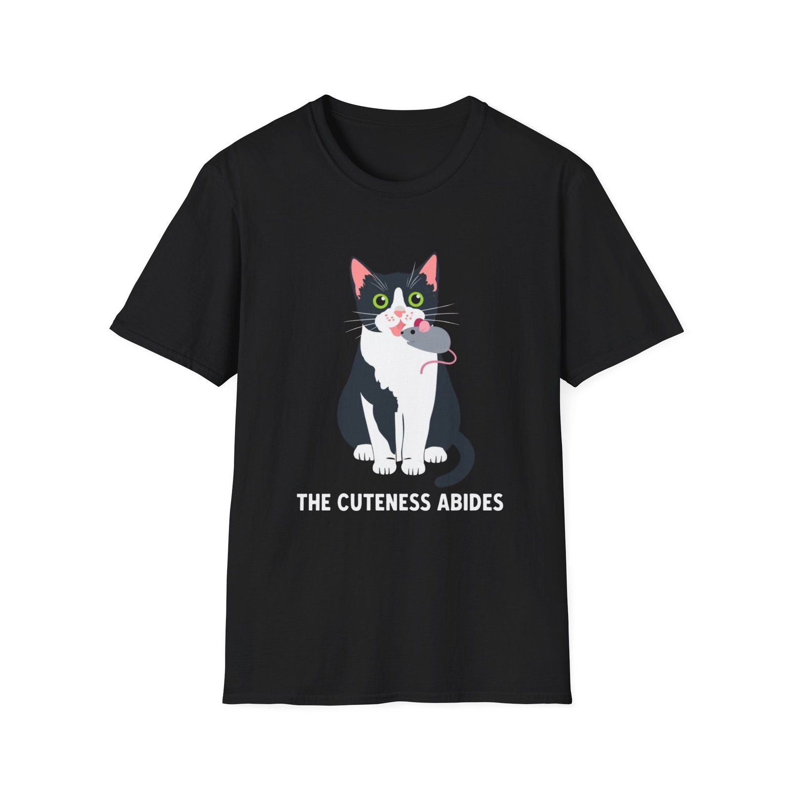 The Cuteness Abides Cat T-Shirt | Tuxedo Cat Illustration