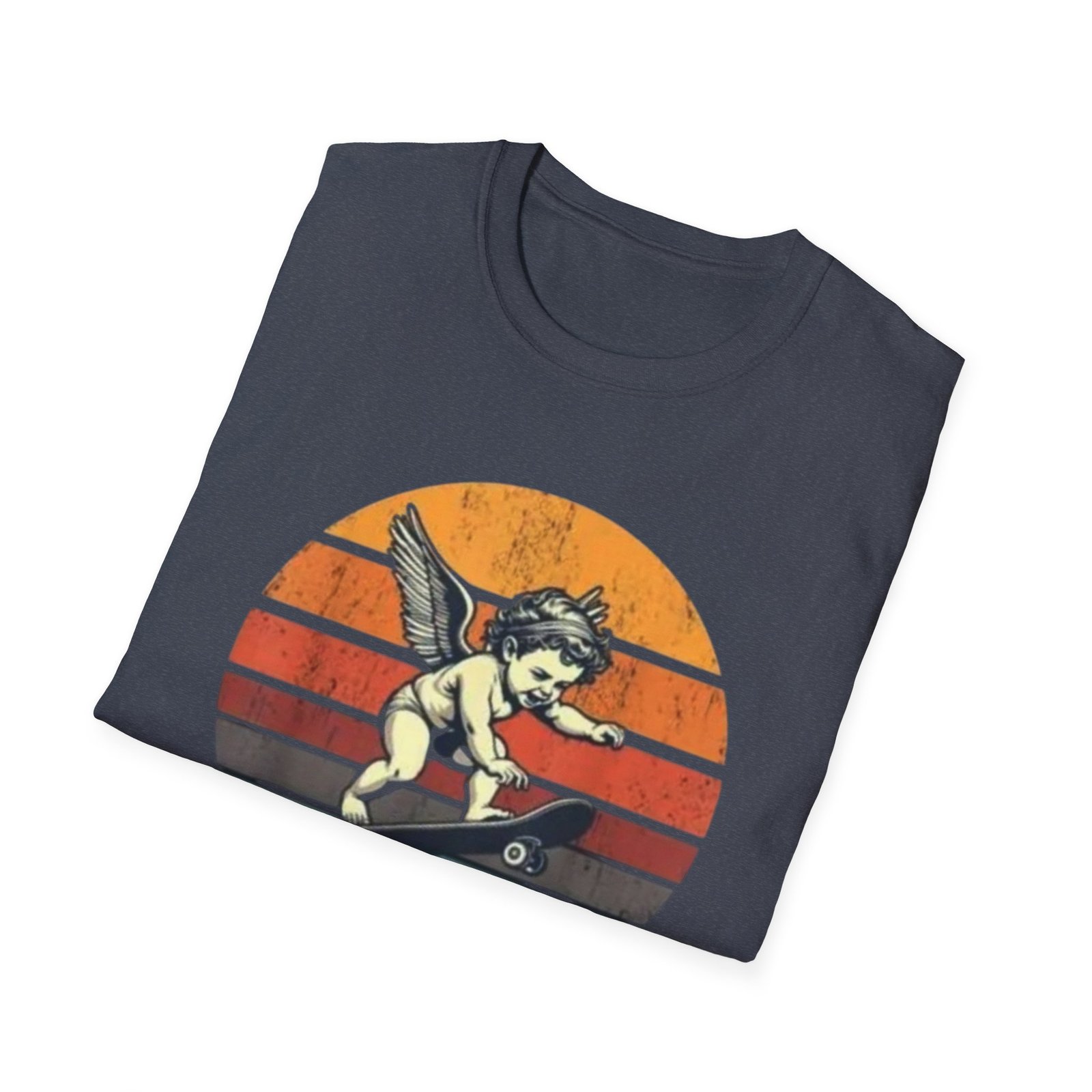 Cupid Stunt Skateboarding Cherub T-Shirt | Retro Sunset Graphic, Valentines day shirt - Image 16