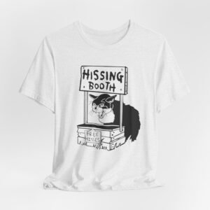 Hissing Booth cat illustration T-Shirt | Funny Cat Shirt, Black & White Sketch