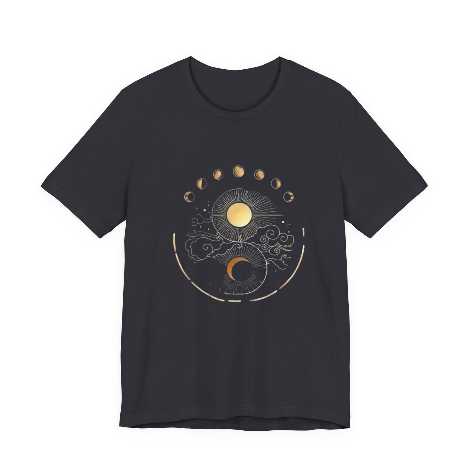 Celestial Phases Unisex Tee, Astrology Shirt, Lunar Cycle T-Shirt, Gift for Astronomers, Black Graphic Tee, Horoscope Apparel - Image 9