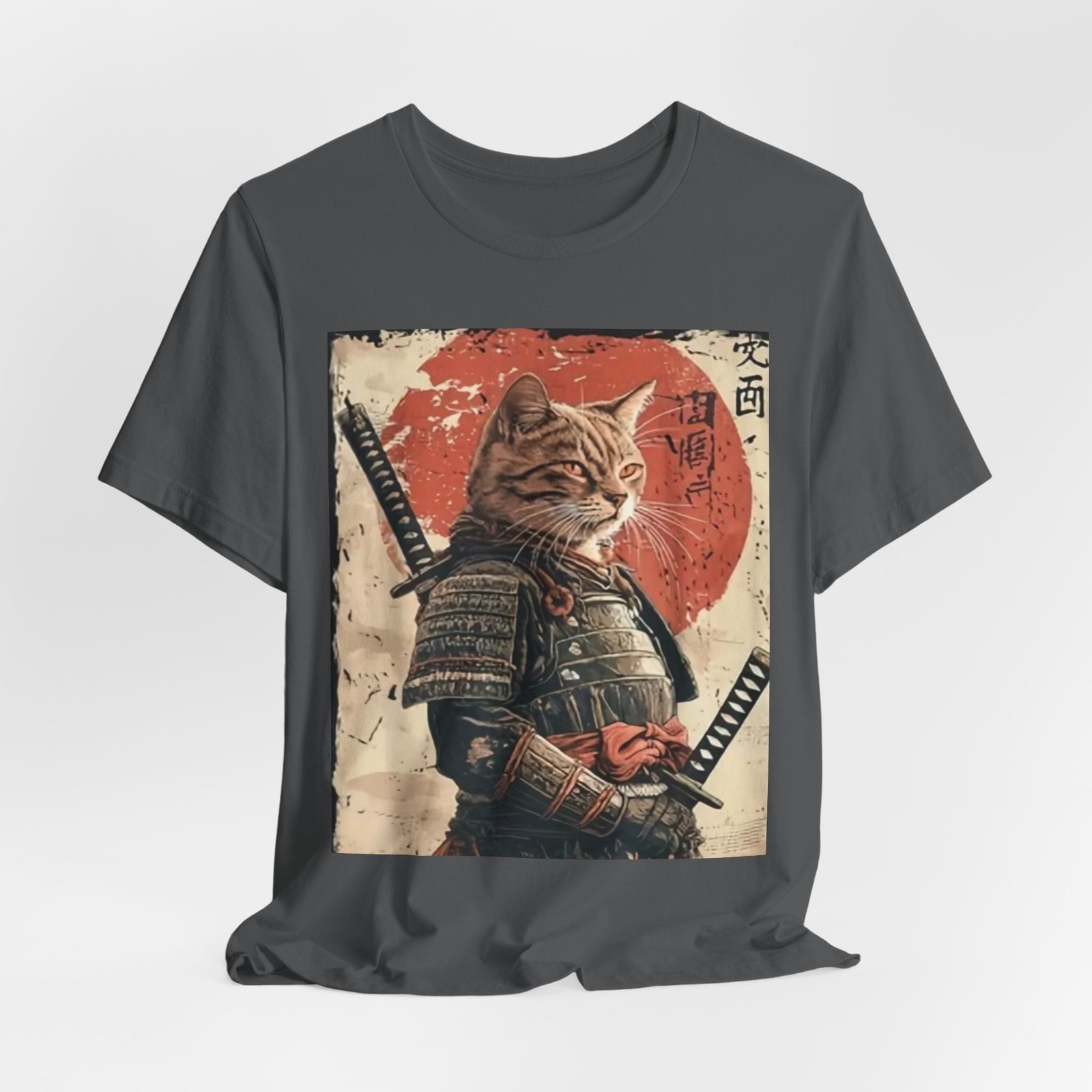 Samurai Cat illustration Tee | Kitty Warrior, Japanese Sun, Swords - Image 16