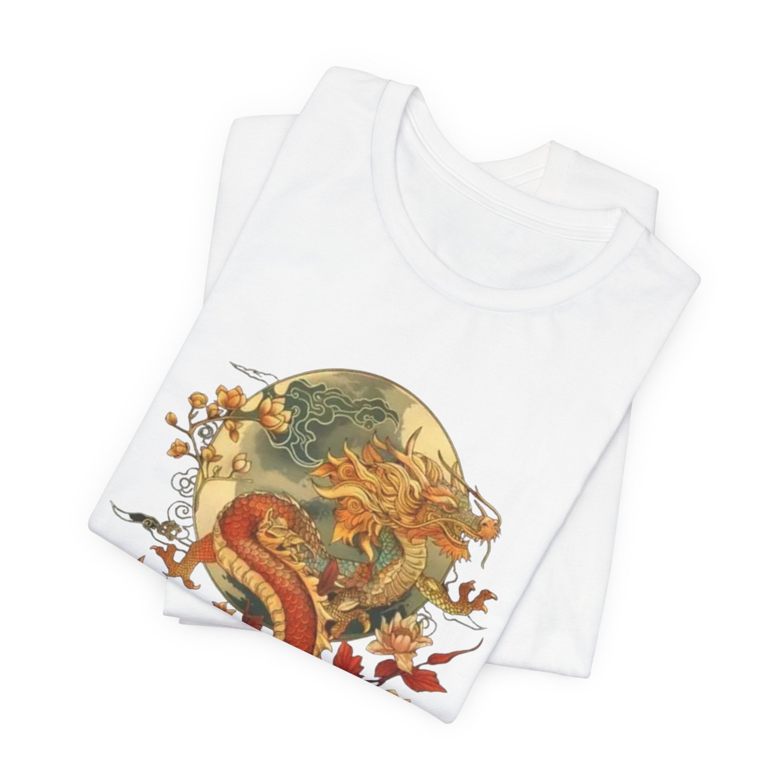 Autumn Koi Dragon T-Shirt | Vintage Floral Moon Illustration - Image 7