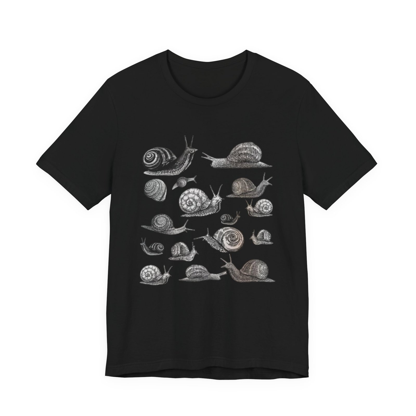 Black and White Snail Illustration Tee | Minimal Snail Art Tee - Image 2
