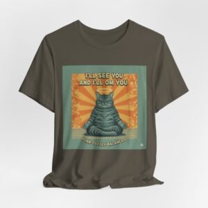 Meditating Cat 'I'll See You and I'll Om You' T-Shirt | Retro Zen Graphic Tee