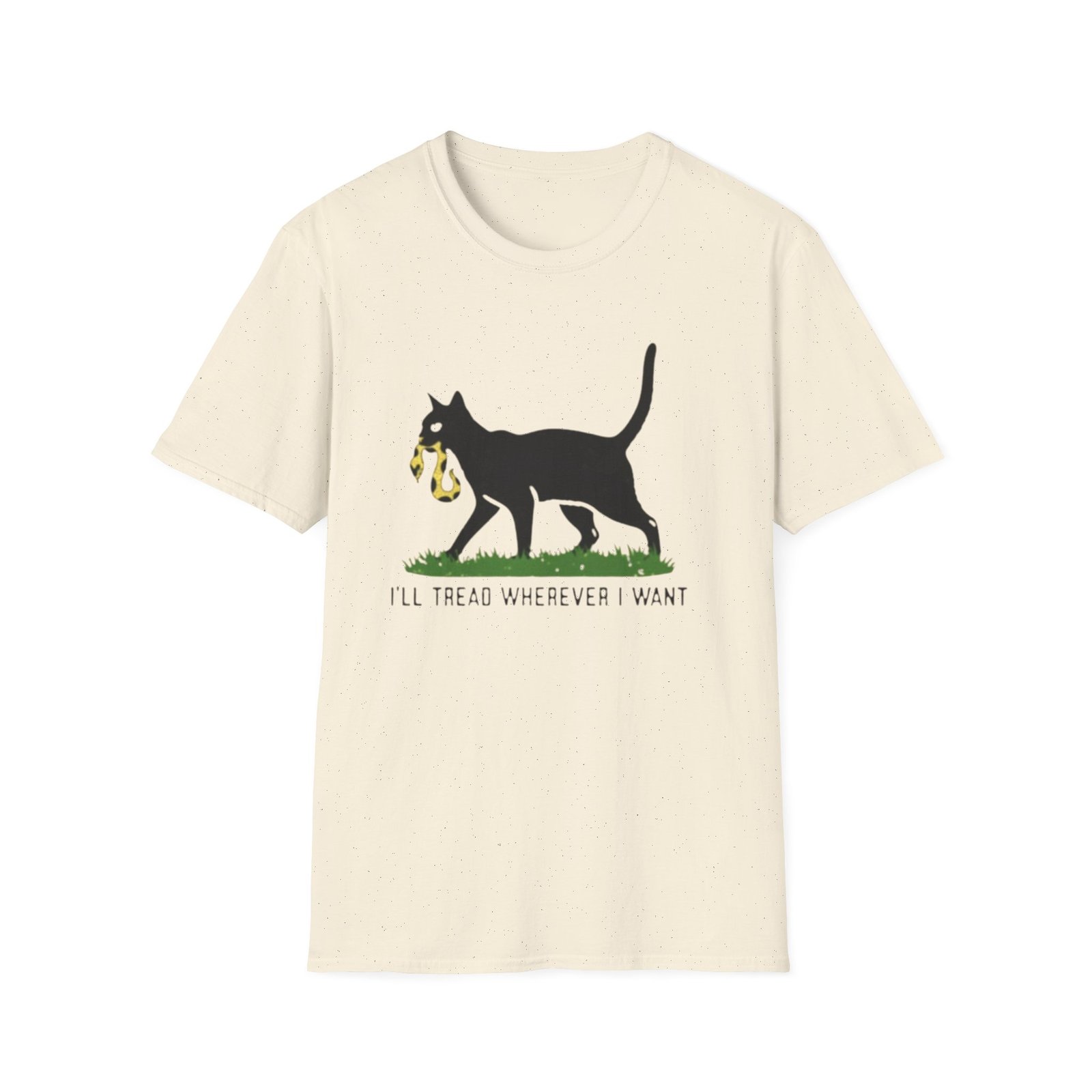 Black Cat Holding Snake T-Shirt | Ill Tread Wherever I Want - Image 9