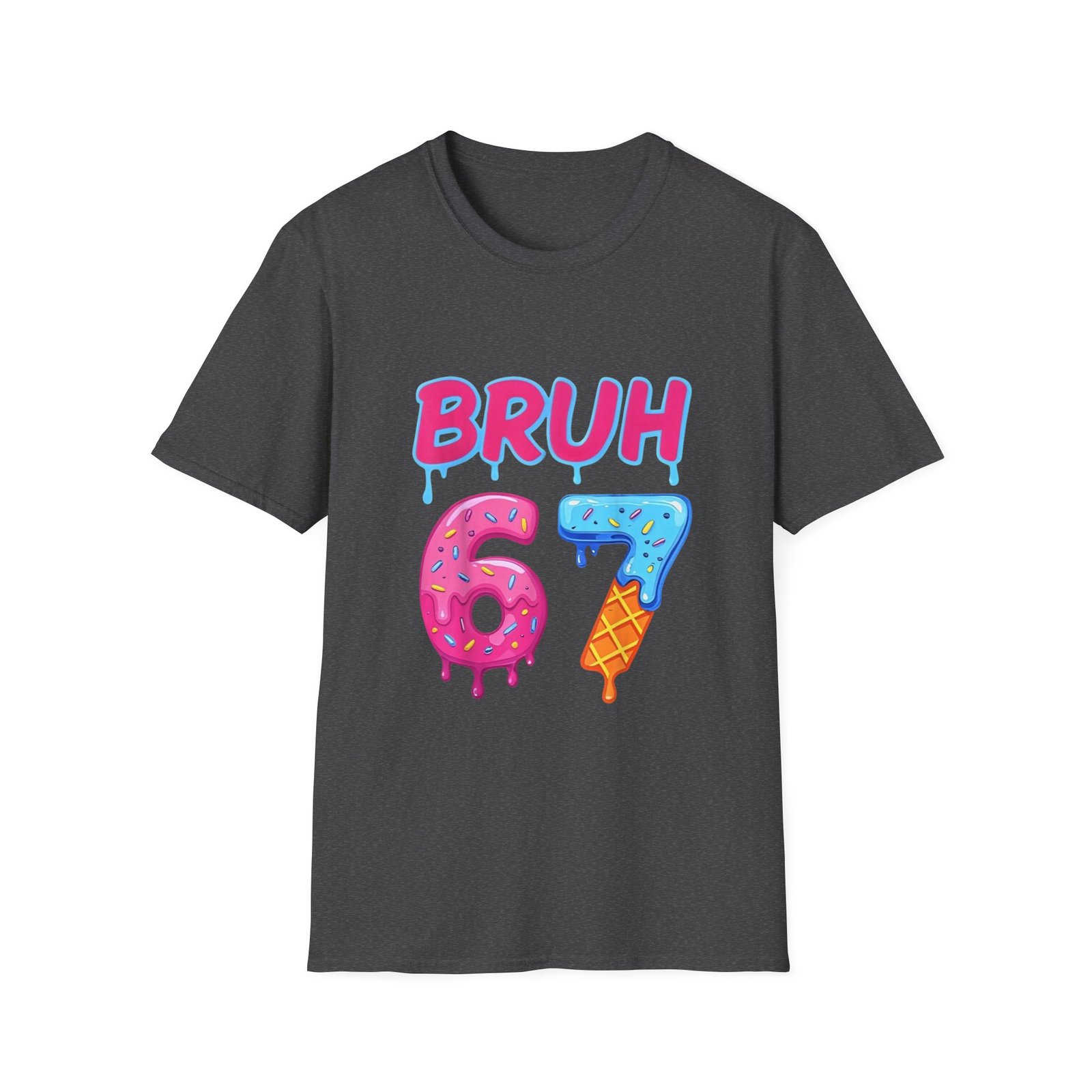 BRUH 67 drippy donut & ice cream numbers T-Shirt | colorful graphic tee - Image 21