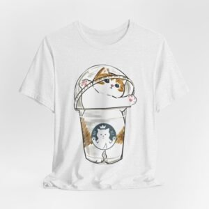 Cat in Bubble Tea Cup Tee | Kawaii Cat Boba Shirt, Cat in Coffee Cup tee, Cute Cat Illustration