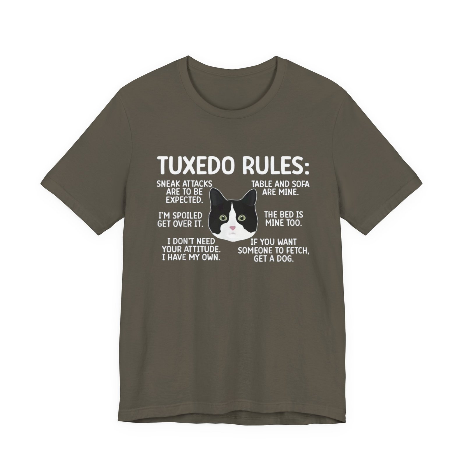 Tuxedo Cat Rules T-Shirt | Funny Cat Quotes Tee - Image 9