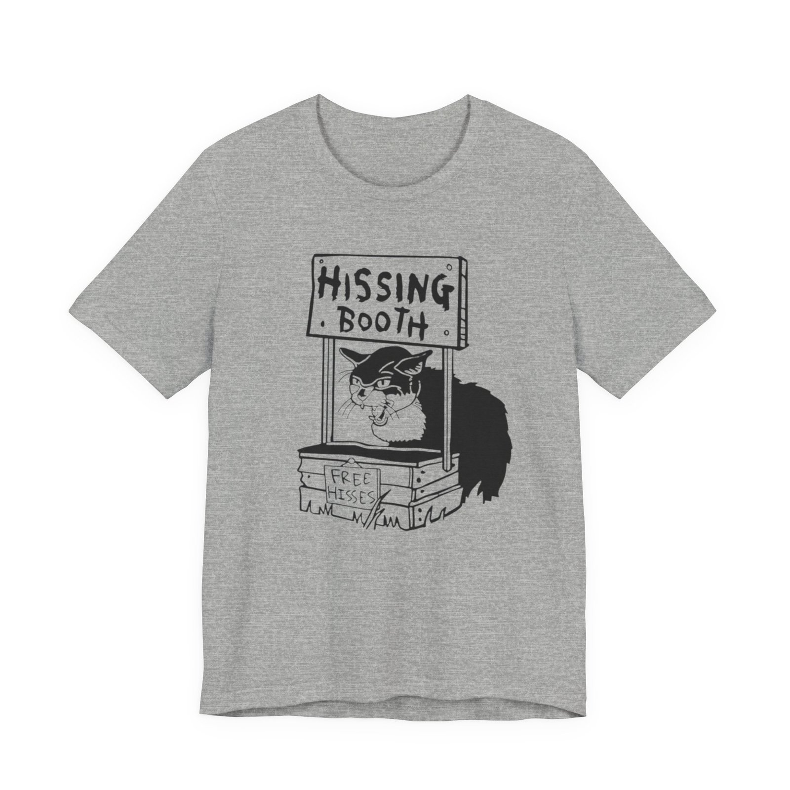 Hissing Booth cat illustration T-Shirt | Funny Cat Shirt, Black & White Sketch - Image 25