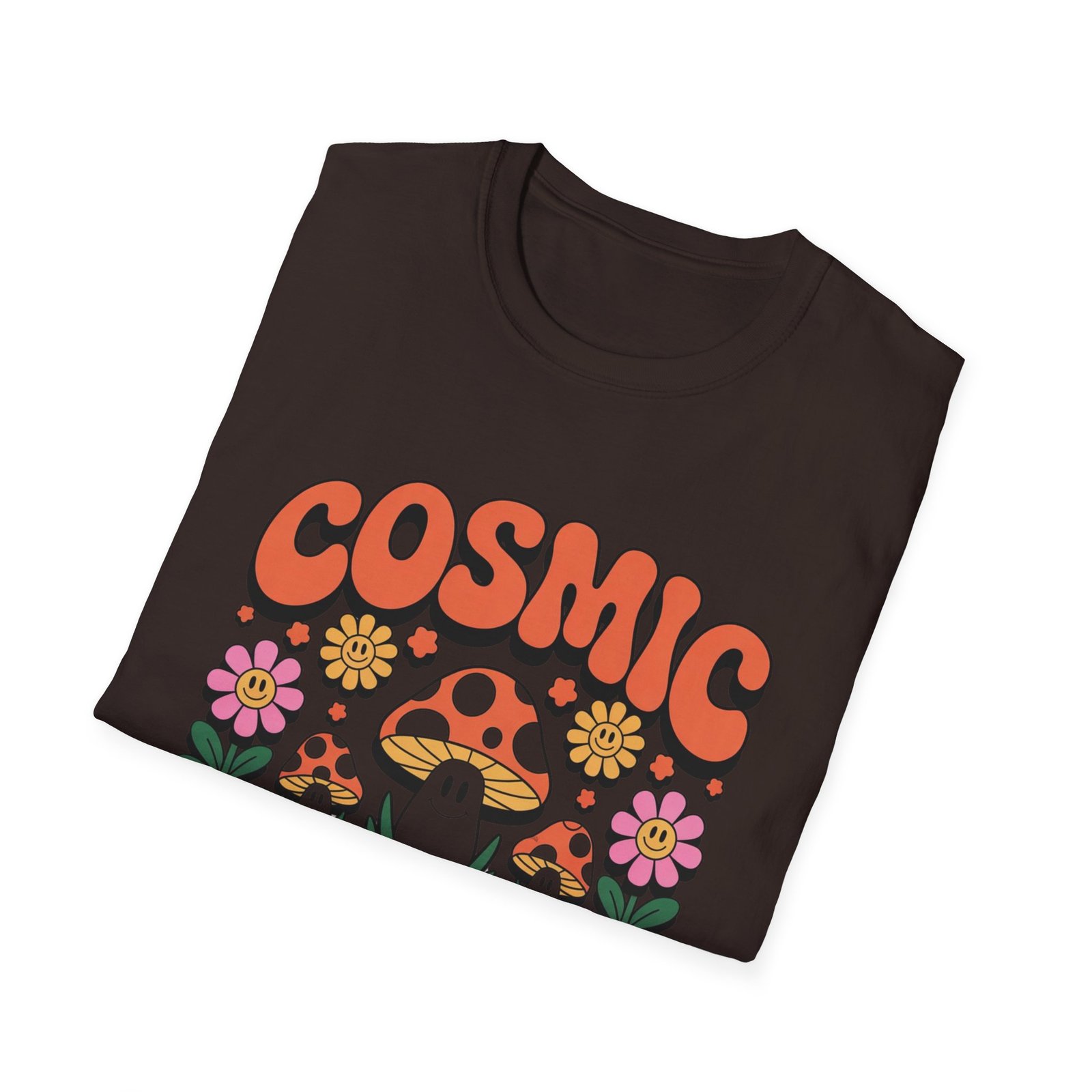 Cosmic Energy mushroom design T-Shirt | retro flowers, groovy psychedelic art - Image 16